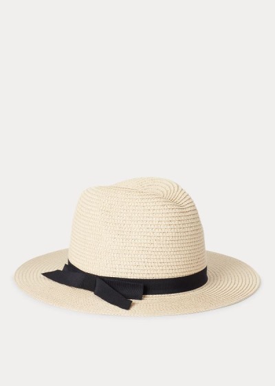 Fedora Ralph Lauren Mujer Creme / Negros - Bow Paper - PYHAD5086